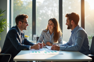 Jeune couple consultant un conseiller financier en 2025
