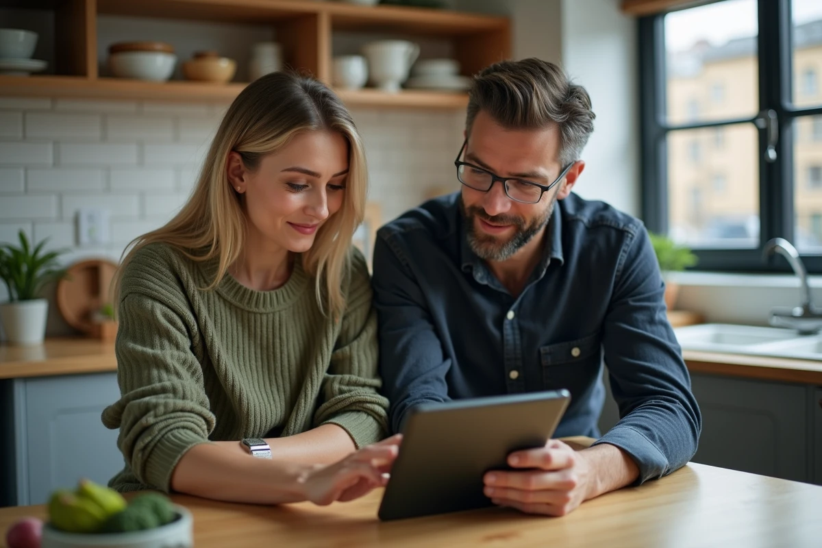 Couple étudiant les projections de leur livret épargne pour contrer les effets de l'inflation