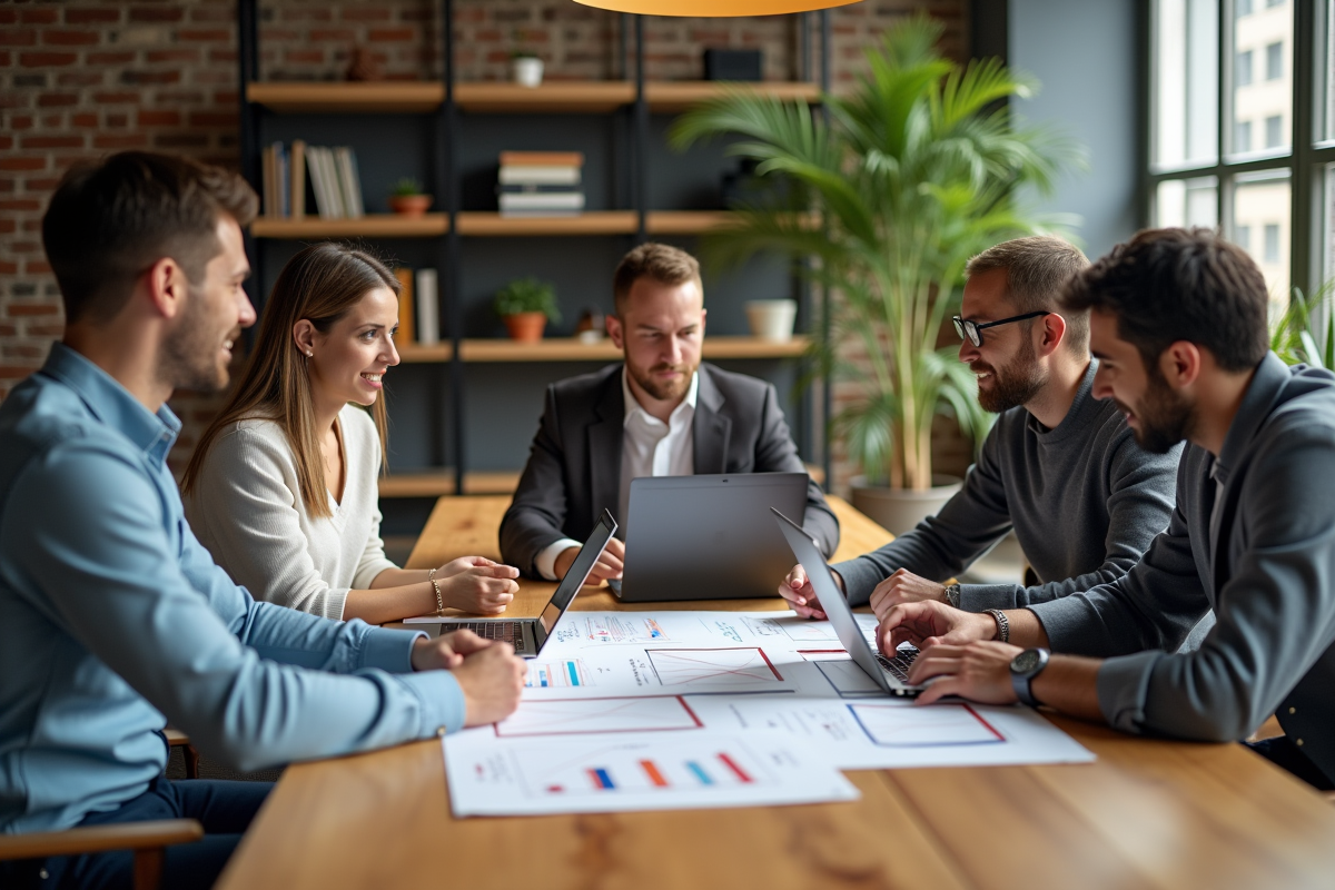 Équipe diverse discutant stratégies de croissance
