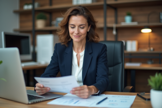 Femme d'affaires en réunion de travail dans un bureau