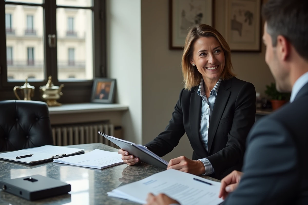 Femme française en réunion avec un conseiller financier