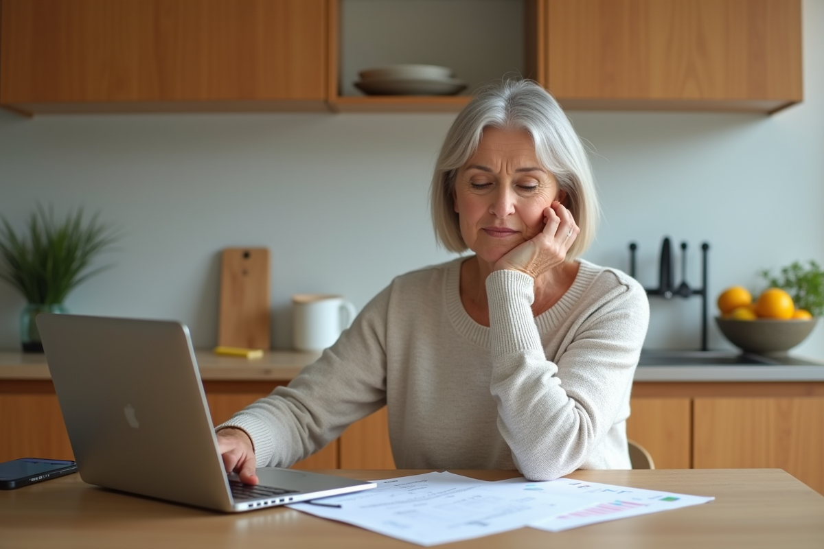 Femme d'âge moyen planifiant ses finances à la maison