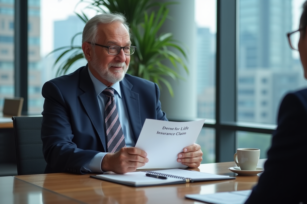 Homme âgé discutant avec un conseiller en assurance vie