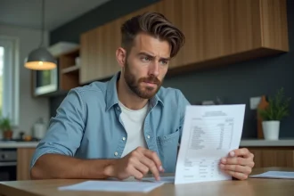 Homme en train de vérifier un bulletin de salaire