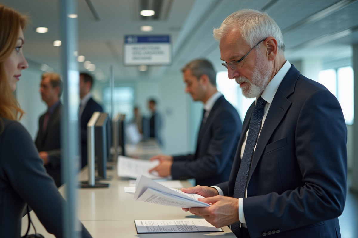 Homme en costume dans un bureau administratif français