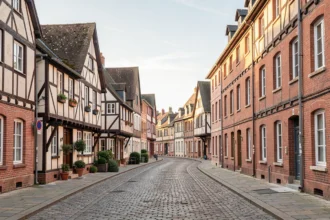 Immeubles du centre de Rennes en briques et colombages
