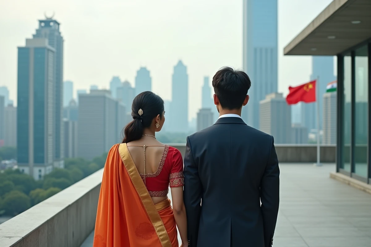 Femme indienne et homme chinois en tenue d
