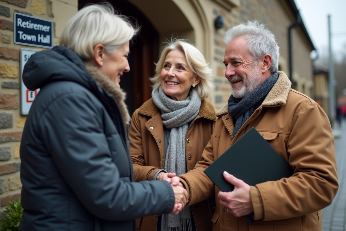 Couple et conseillère en retraite lors d